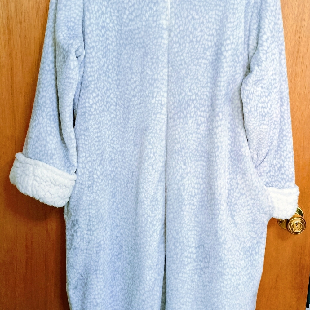 Oscar de la Renta robe house coat L/XL SOFT plush fleece sherpa pockets zipper